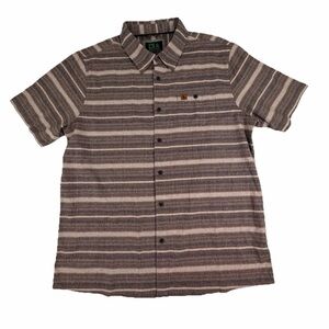 Hippy Tree Men's Short Sleeve Striped Button-Down Shirt - Brown